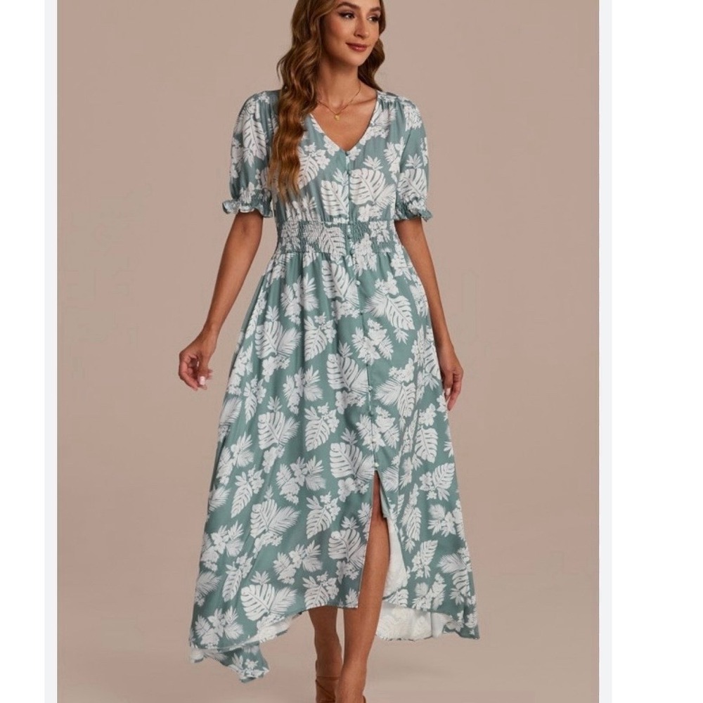 Baltic Born Sage Green and White Floral Maxi Dress
